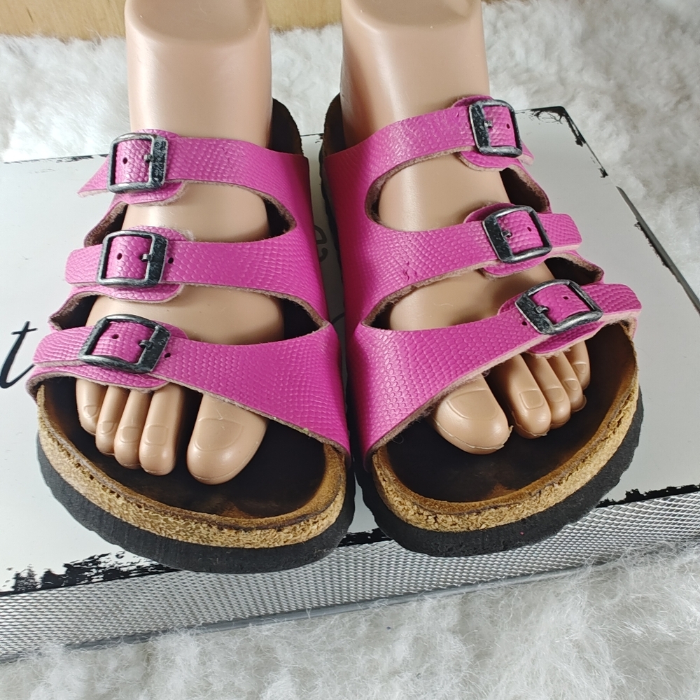 Papillio Birkenstock three striped buckle closure pink sandals women's size 37